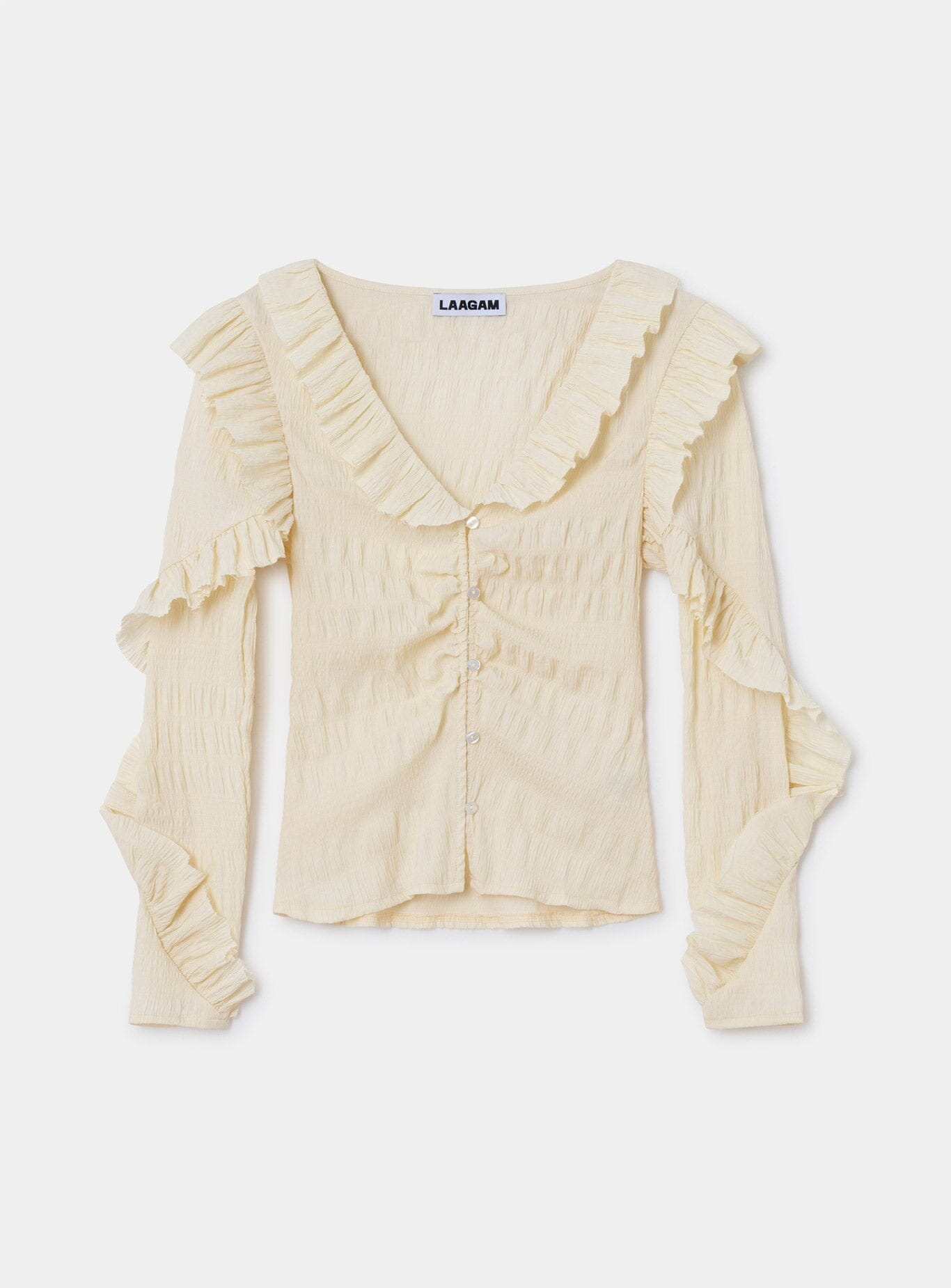 MADDIE ECRU RUFFLED BLOUSE