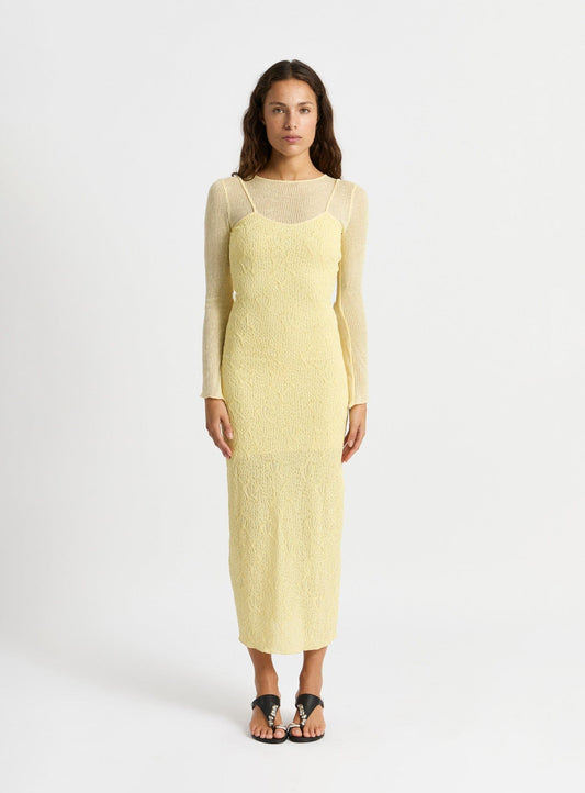 MARGOT YELLOW JERSEY MIDI DRESS