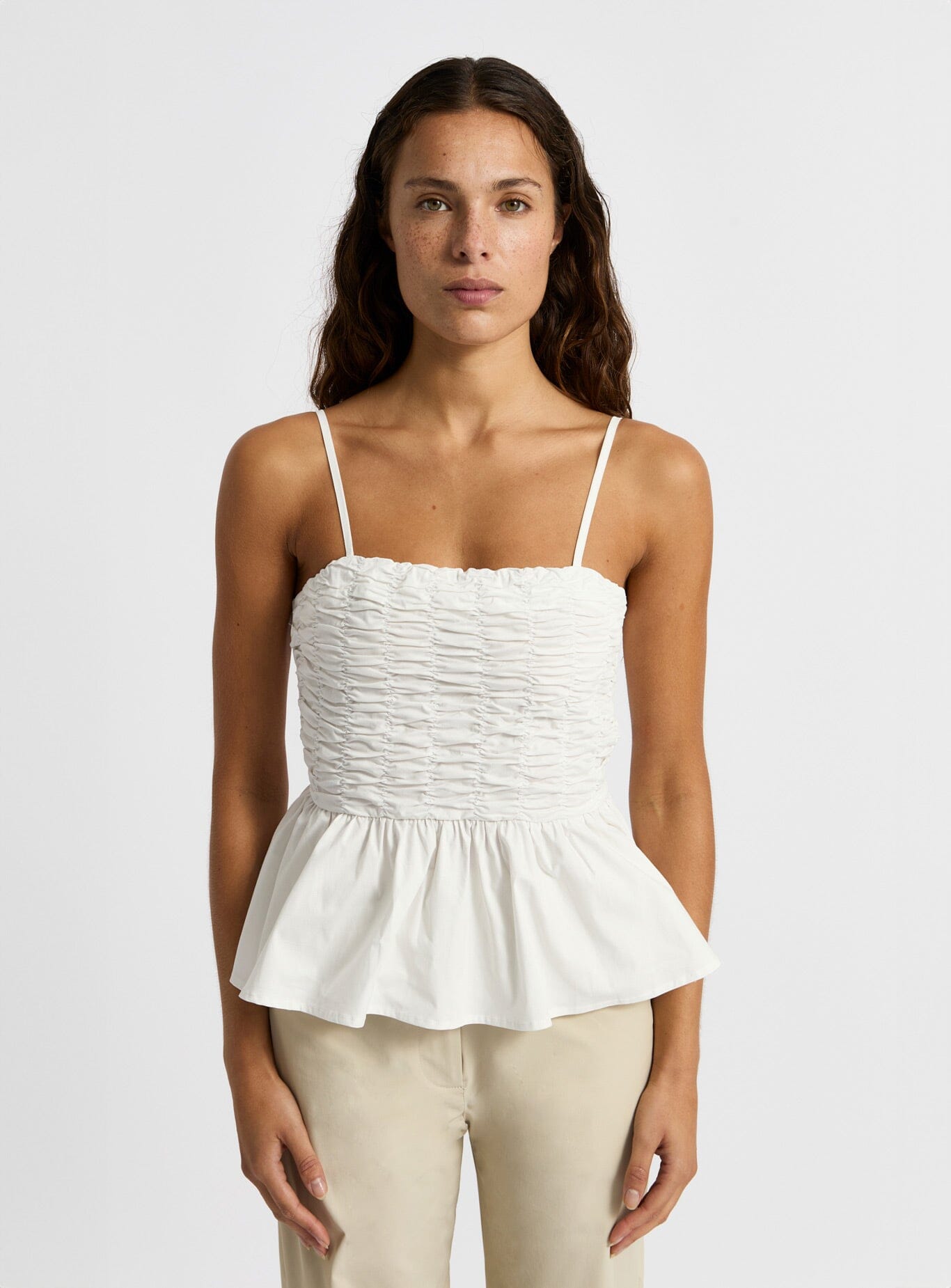 MATILDA WHITE RUCHED TOP