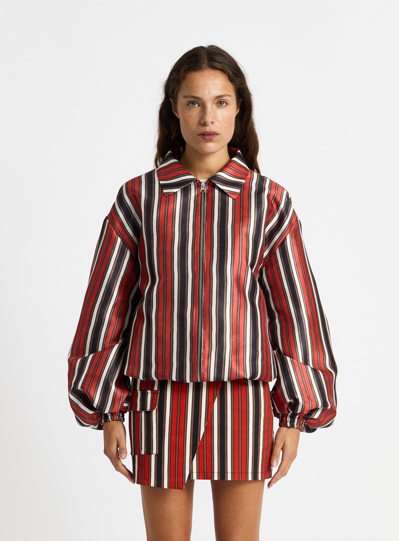 NOA RED STRIPED BOMBER JACKET