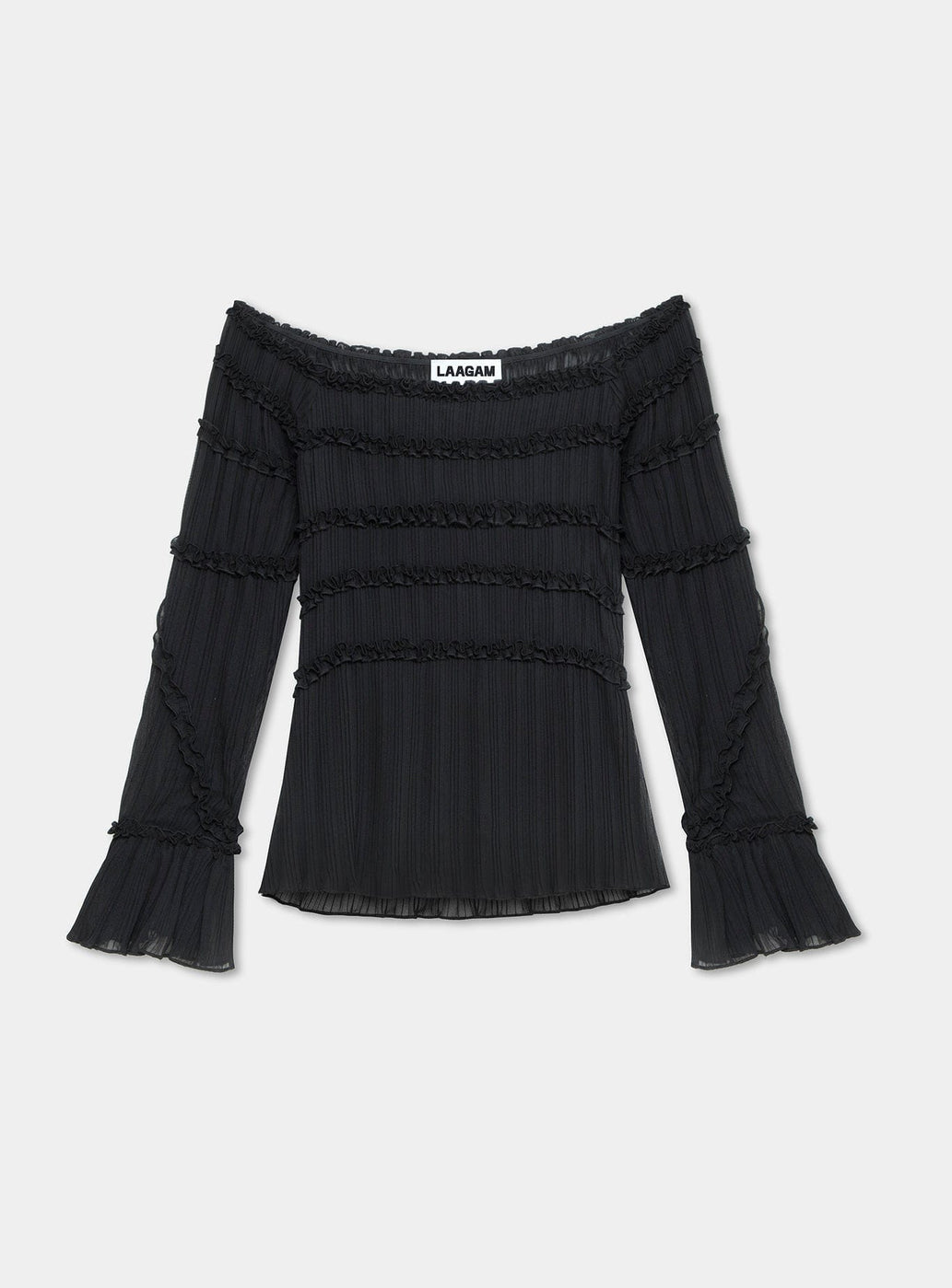 PETRA BLACK TEXTURED BLOUSE