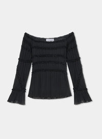 PETRA BLACK TEXTURED BLOUSE