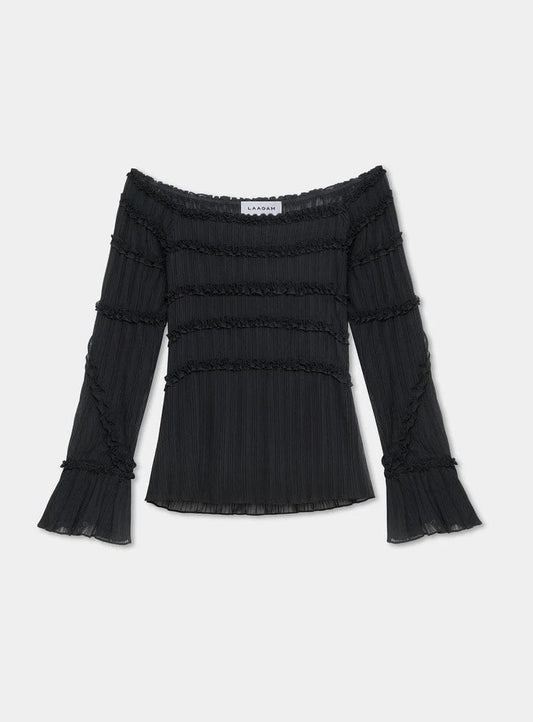 PETRA BLACK TEXTURED BLOUSE