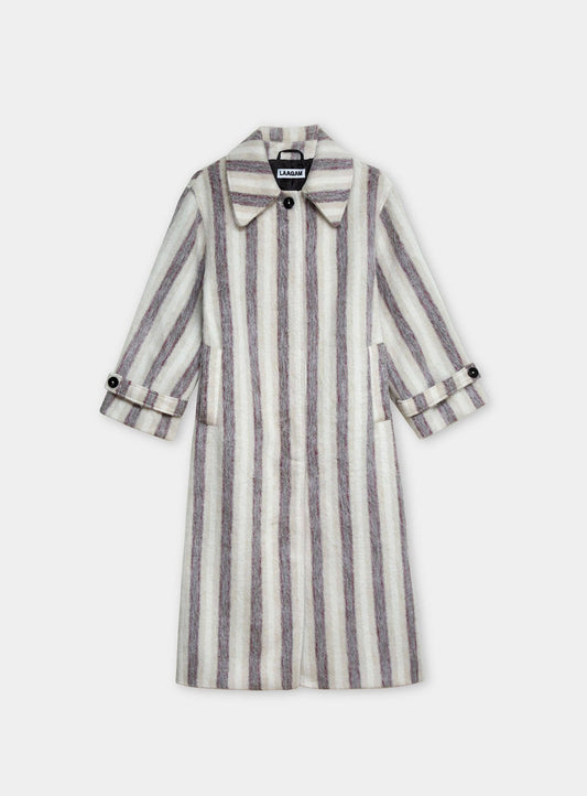 PORTOBELLO ECRU STRIPED LONG COAT