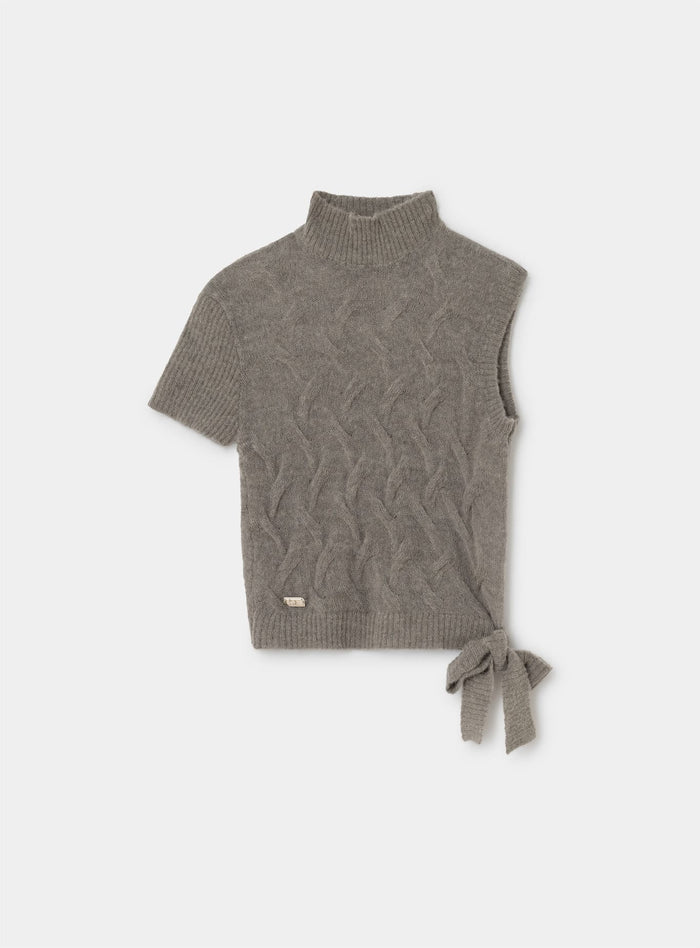 RAYE TAUPE TEXTURED KNIT TOP