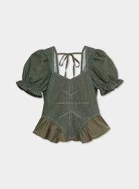 REGINA KHAKI PUFF SLEEVE BLOUSE