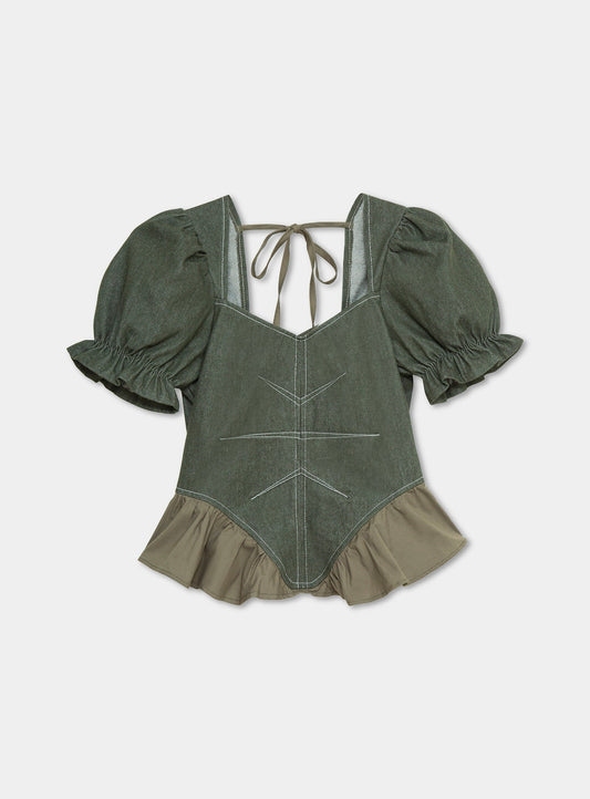 REGINA KHAKI PUFF SLEEVE BLOUSE