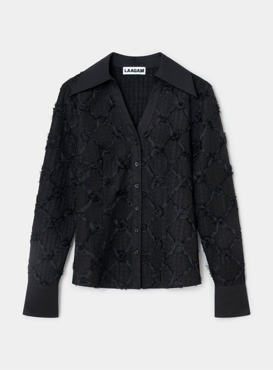 SALLY BLACK TEXTURED SHIRT