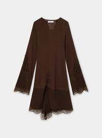 SISS BROWN KNIT SHORT DRESS