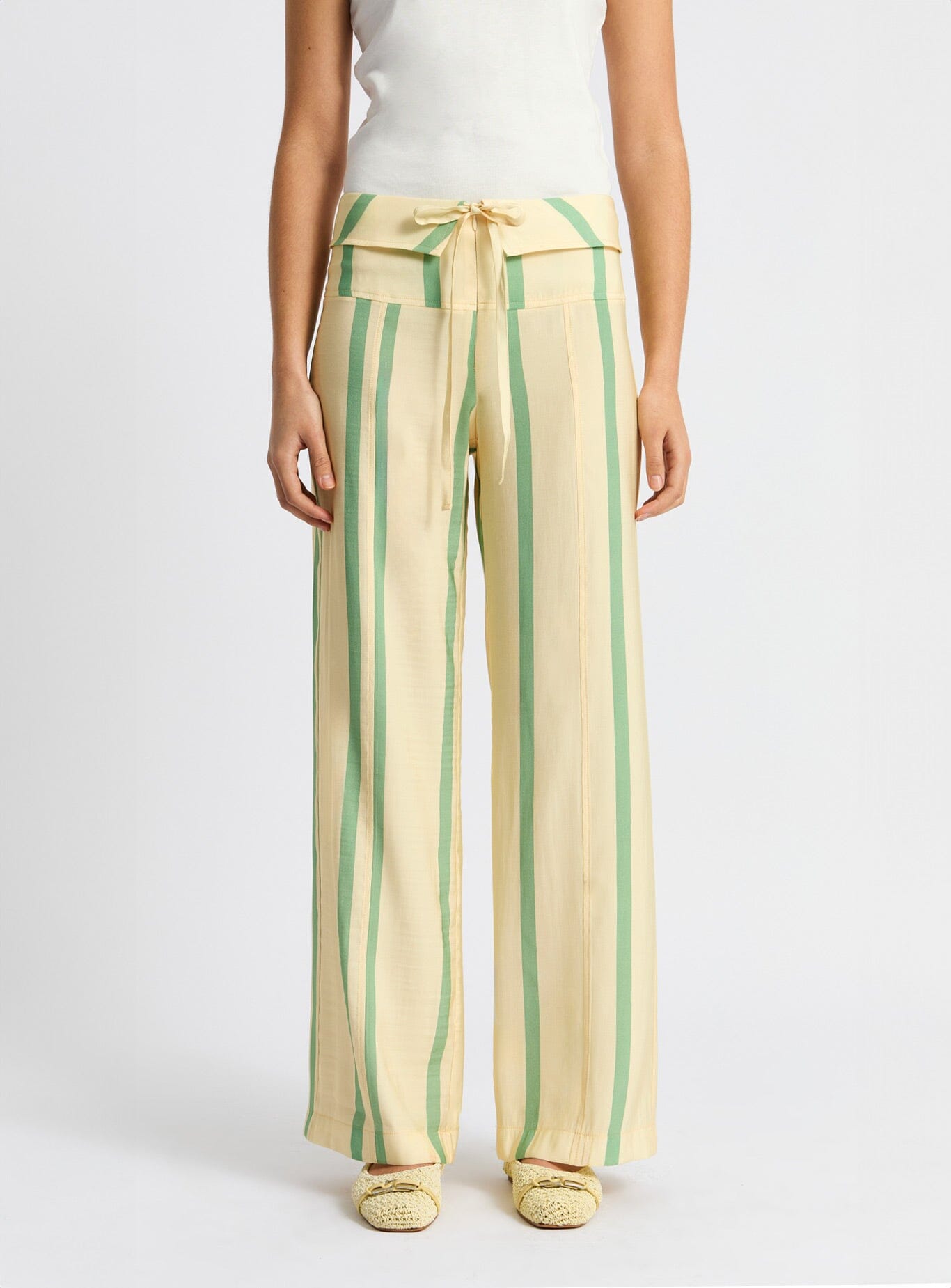 TASHI YELLOW STRIPED FLOW PANTS