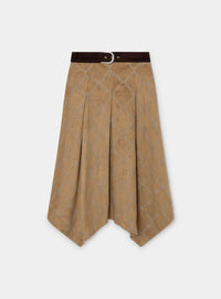 TYLA CAMEL EMBROIDERED MIDI SKIRT