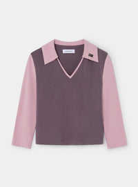 VESPER PINK LONG SLEEVE POLO T-SHIRT