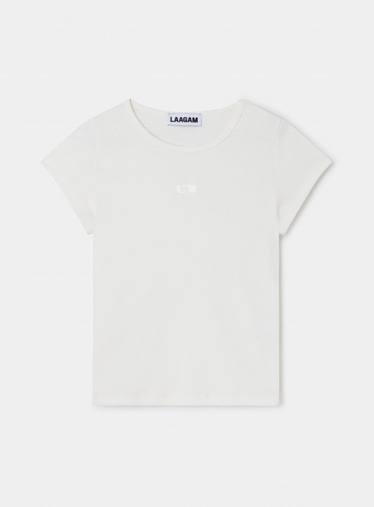 WHITE EMBROIDERED LOGO T-SHIRT