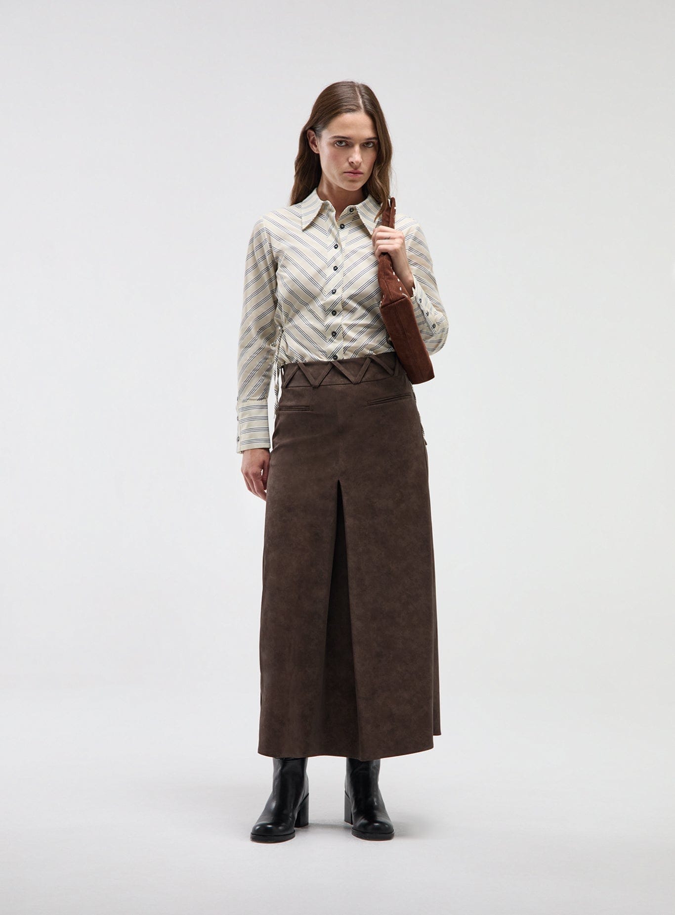 ZINNIA BROWN MIDI SKIRT