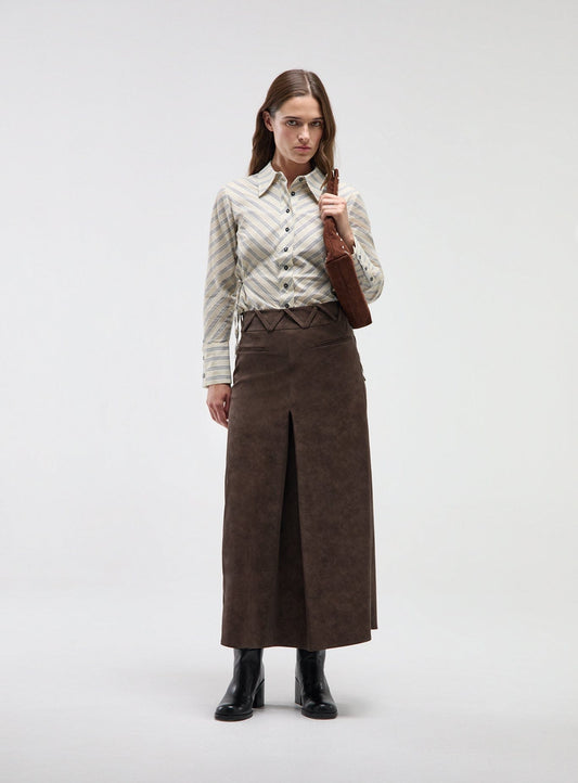 ZINNIA BROWN MIDI SKIRT