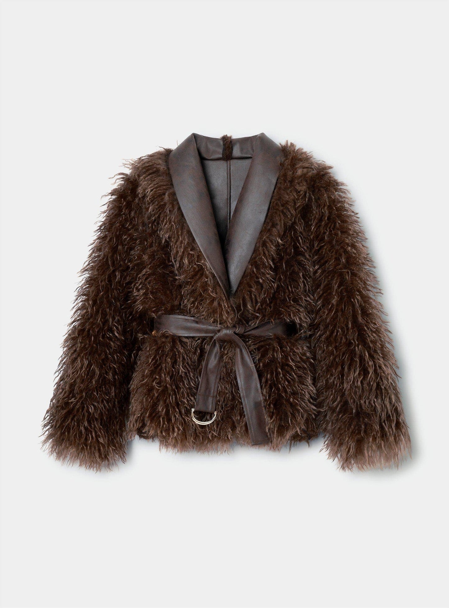 ZOYA BROWN SHEARLING SHORT COAT