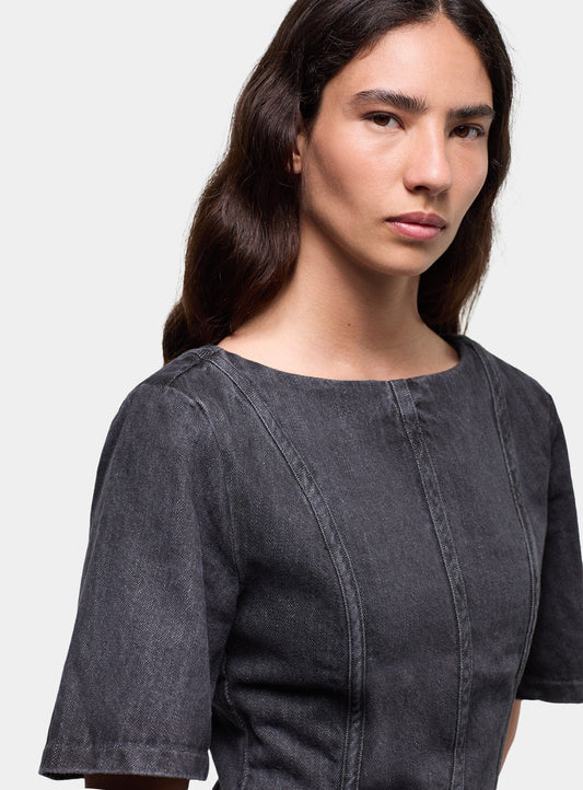 ROSETTE GREY SHORT DRESS