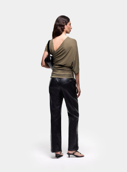 AERIS KHAKI DRAPED TOP