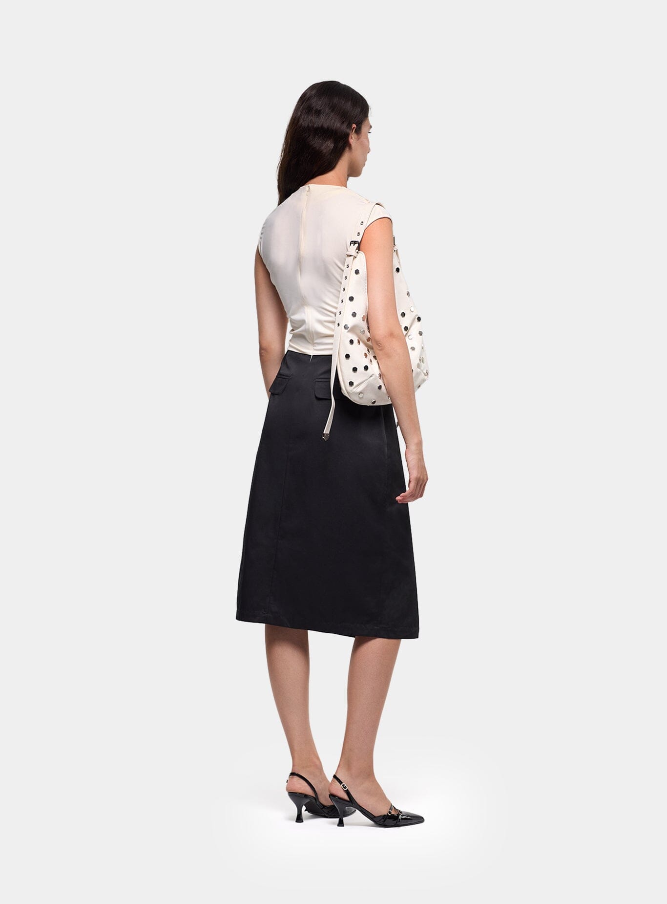 SELENE BLACK & ECRU MIDI DRESS