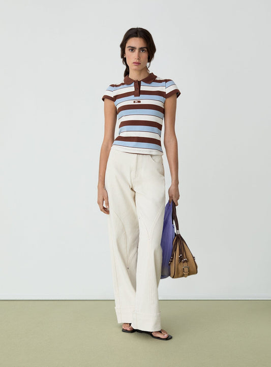 ERYA BLUE STRIPED POLO T-SHIRT