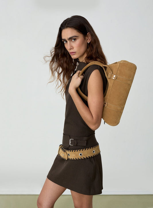 JANE CAMEL SUEDE BAG