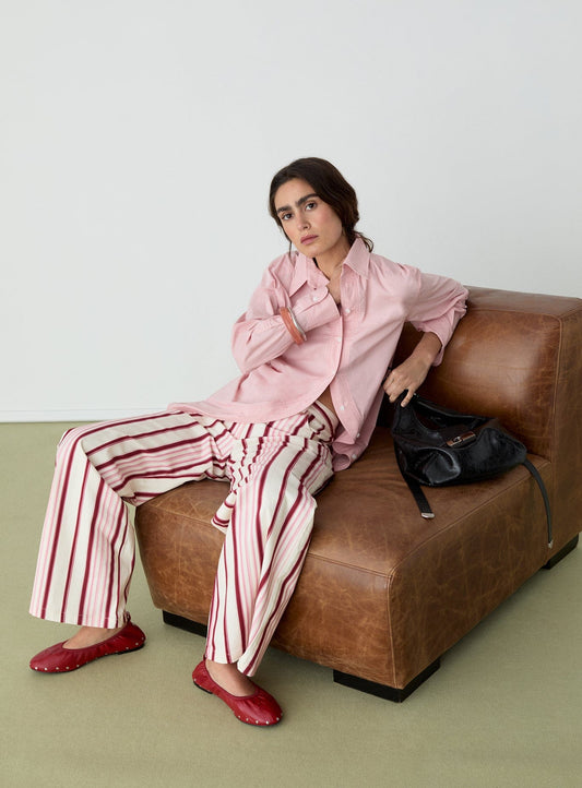 LEROY PINK STRIPED TWILL PANTS