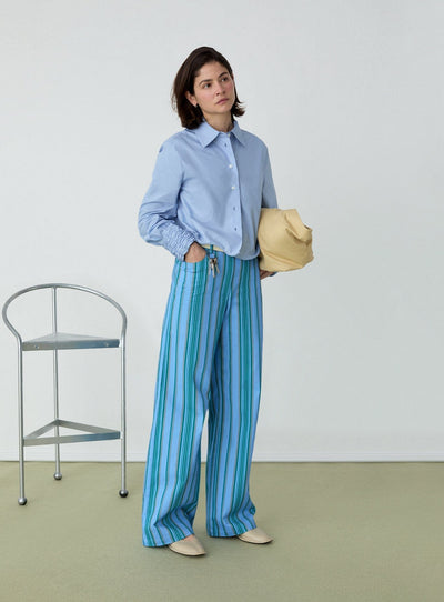 ROXANE BLUE RUCHED SHIRT