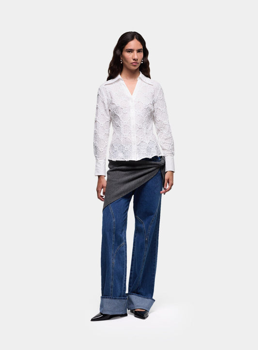 SALLY WHITE TEXTURED SHIRT