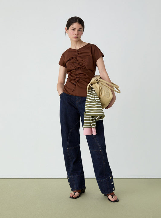 SIMONE BROWN RUCHED BLOUSE