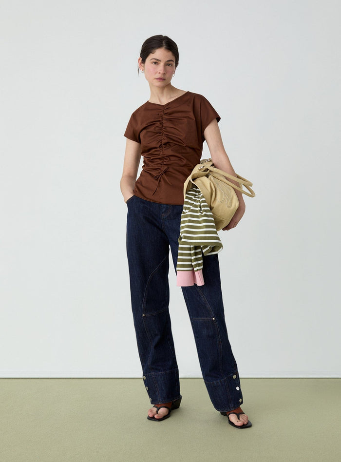 SIMONE BROWN RUCHED BLOUSE