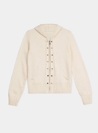 FLORANA ECRU ZIPPER KNITTED SWEATSHIRT
