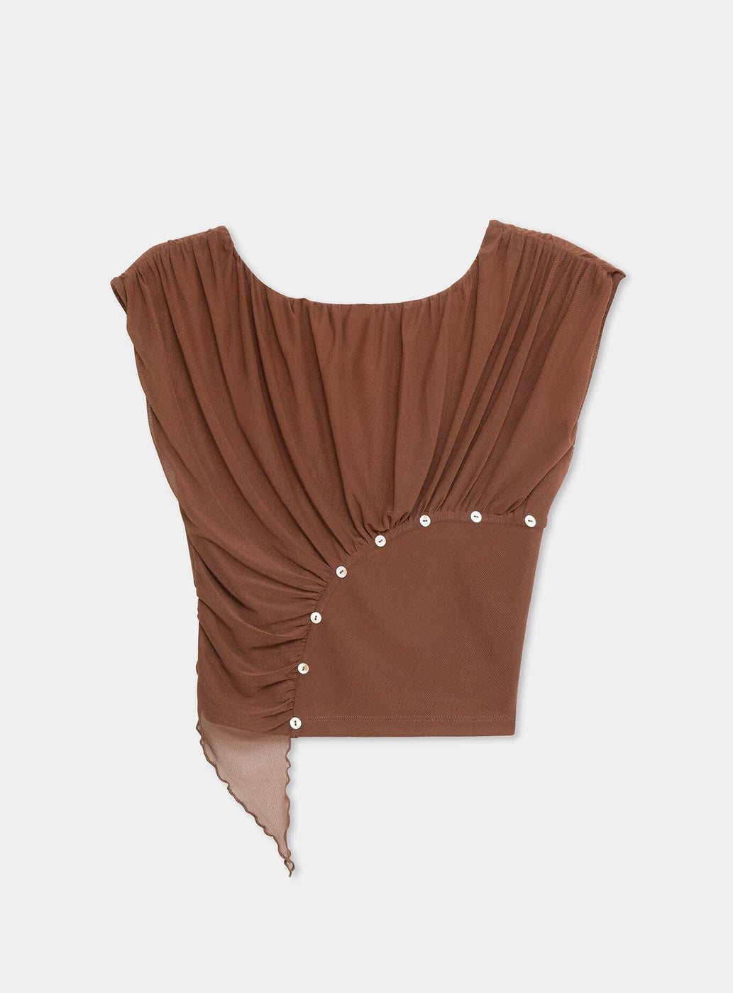 GEMINI BROWN DRAPED TOP