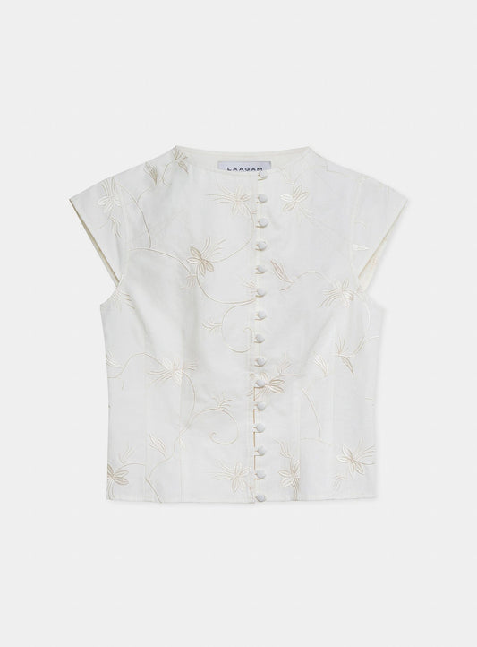 MELANI WHITE ASYMMETRIC BLOUSE