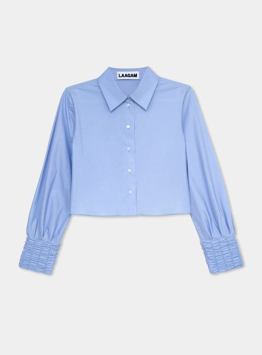 ROXANE BLUE RUCHED SHIRT
