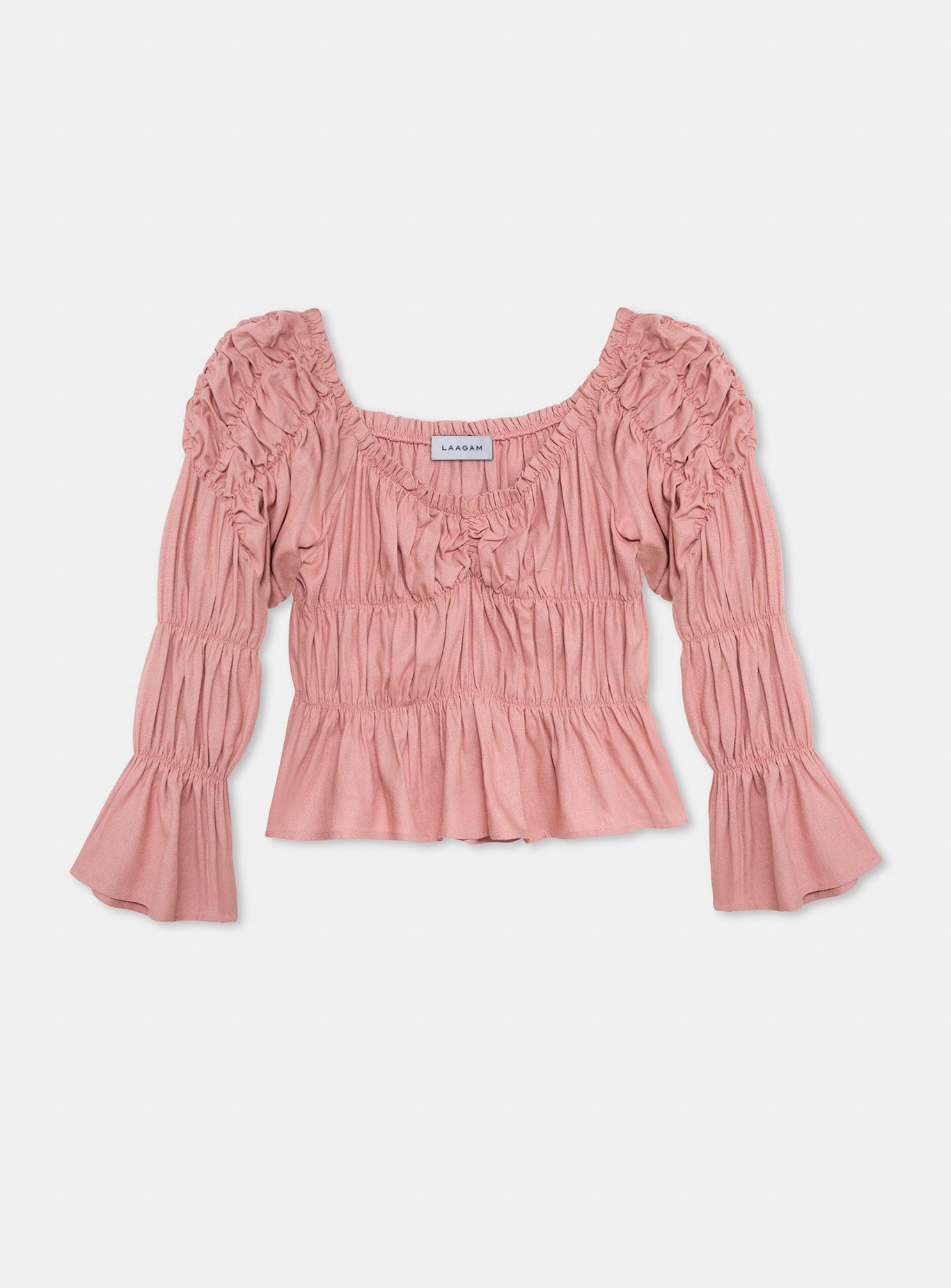 SADIE PINK LINEN RUCHED BLOUSE