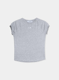 ZAIRA GREY EMBROIDERED LOGO T-SHIRT