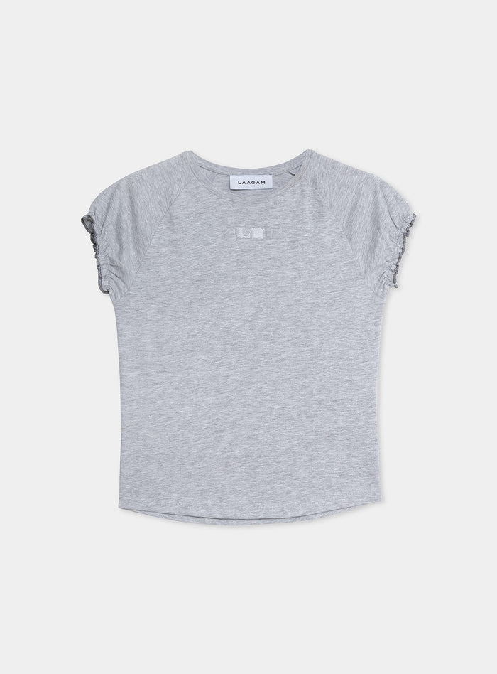 ZAIRA GREY EMBROIDERED LOGO T-SHIRT