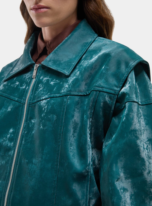 CUPIDO TEAL GREEN BOMBER JACKET