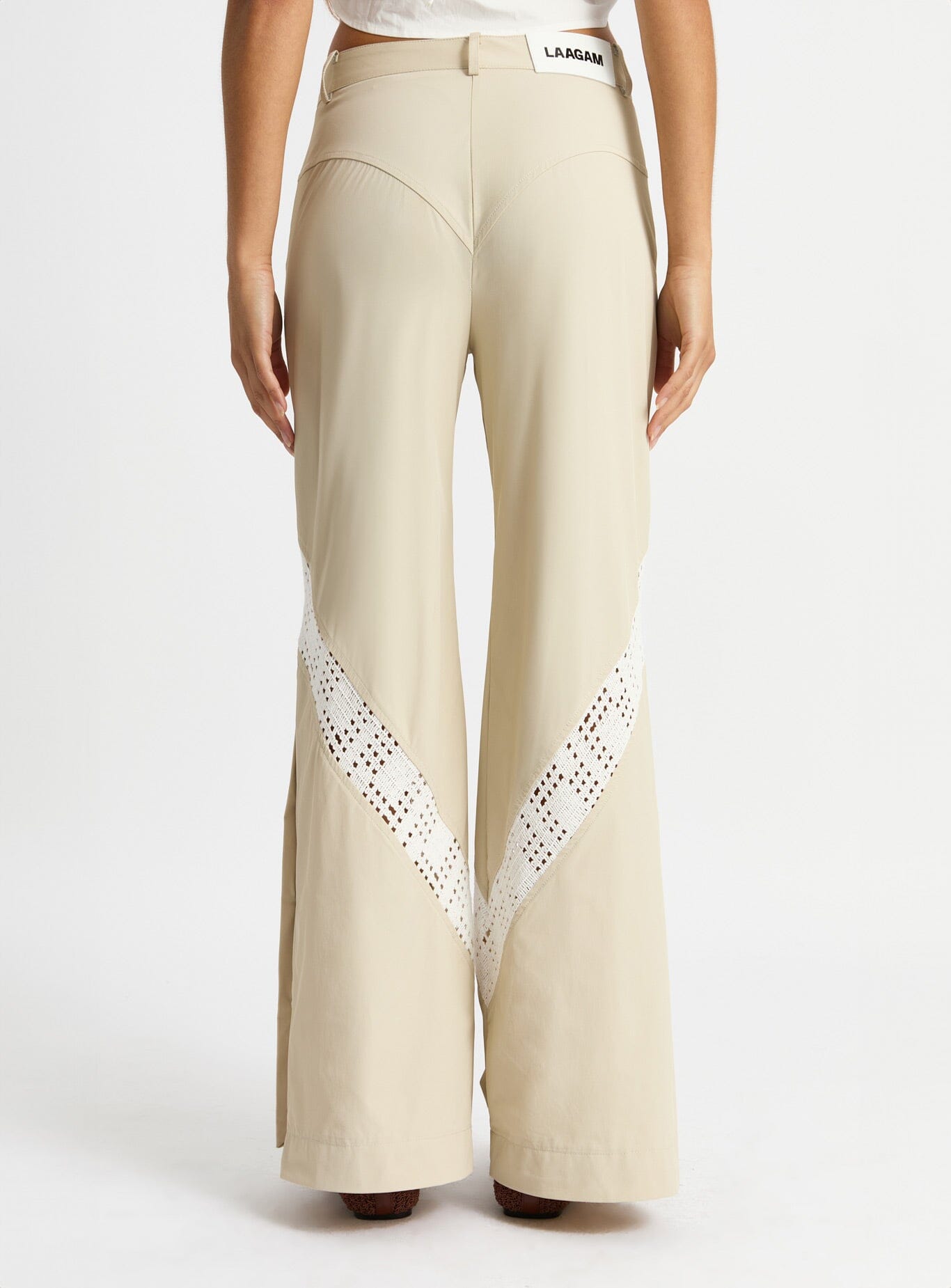 ELLIE BEIGE RELAXED CUT-OUT PANTS