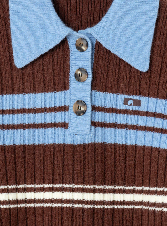 GRAZ BROWN STRIPED POLO KNIT
