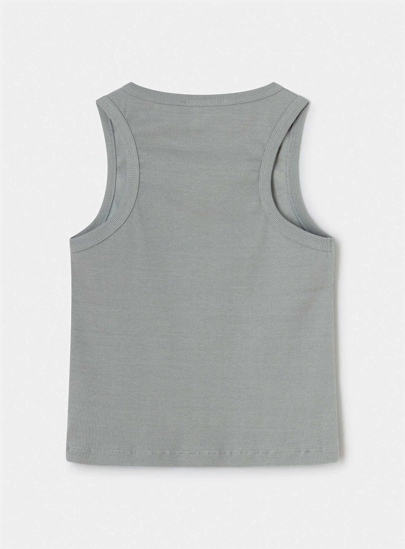 GREY EMBROIDERED LOGO TANK TOP