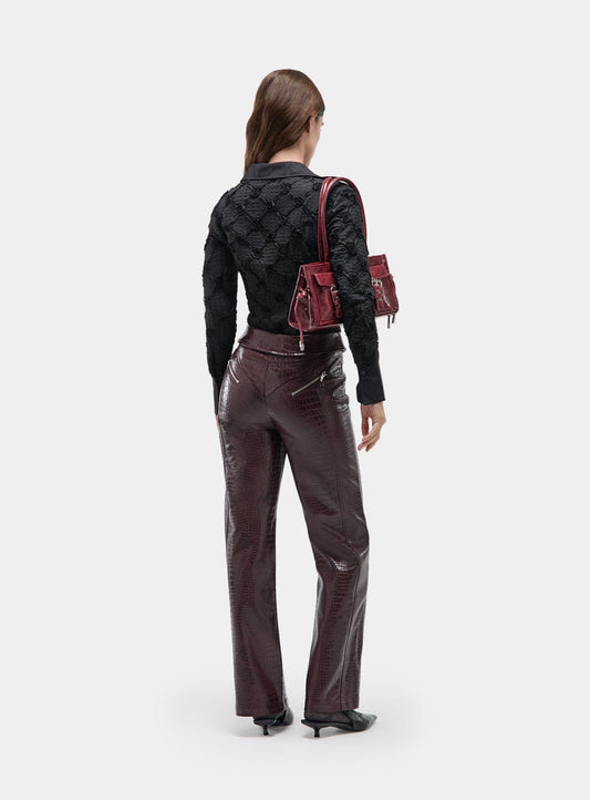 HORUS BURGUNDY TEXTURED PANTS
