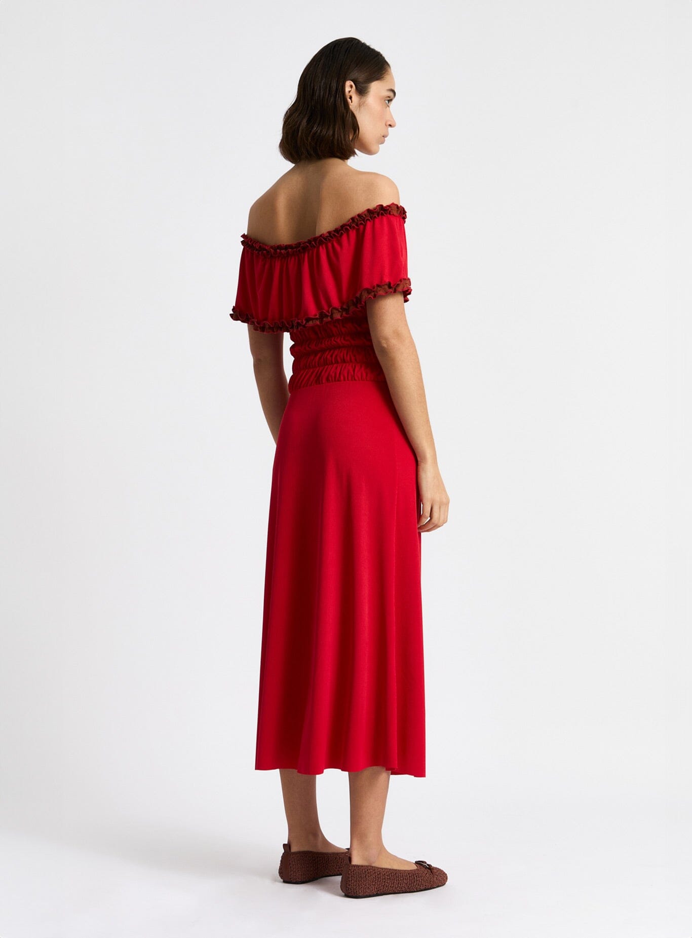 JADE RED JERSEY MIDI DRESS