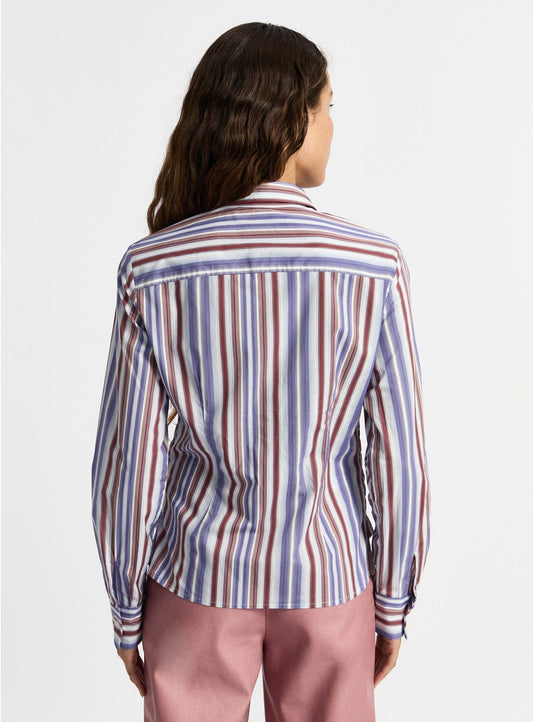 LIAM BLUE STRIPED RUCHED SHIRT