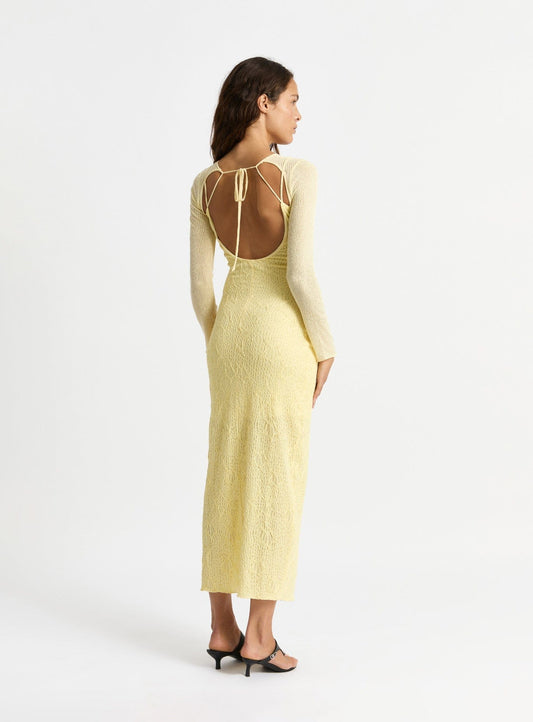 MARGOT YELLOW JERSEY MIDI DRESS