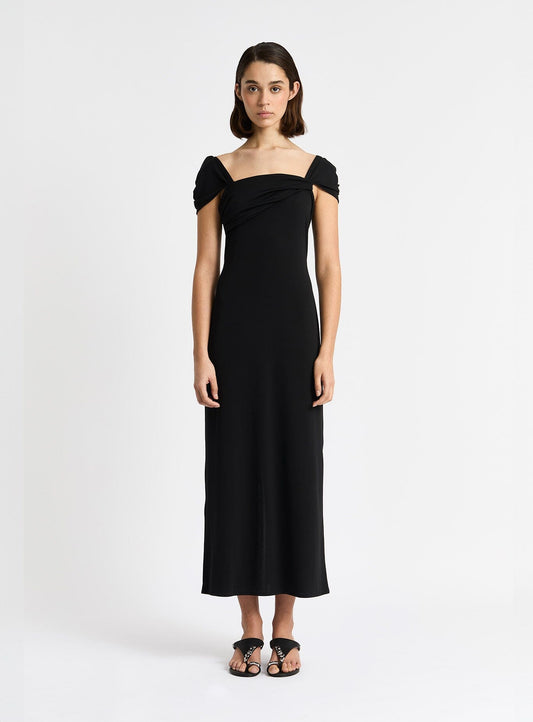 SIA BLACK JERSEY MIDI DRESS