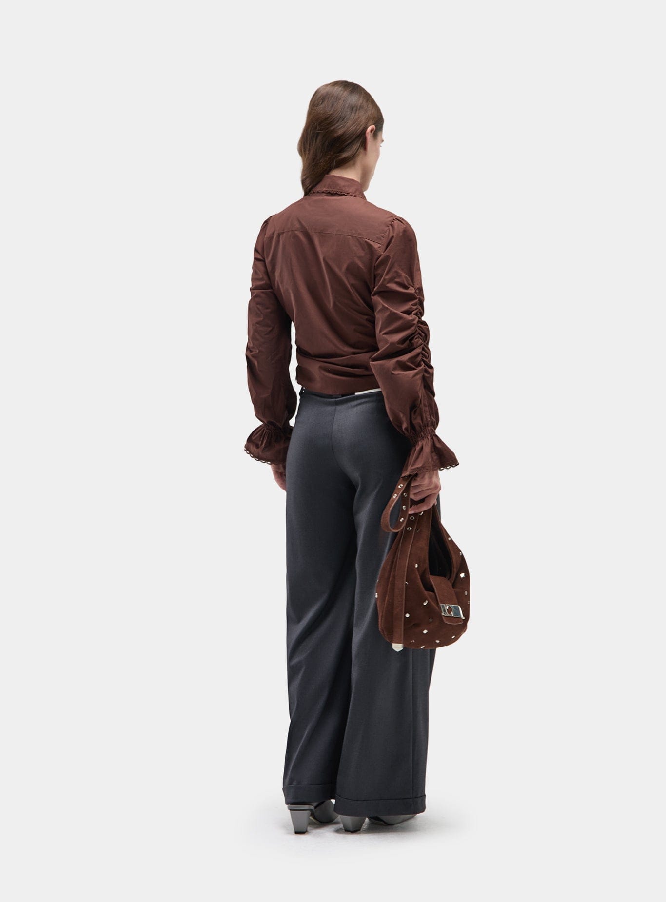 SULTANA BROWN RUCHED SHIRT