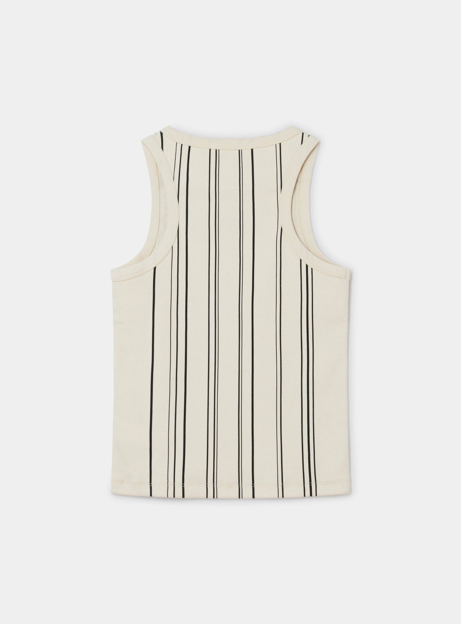 ECRU STRIPED EMBROIDERED LOGO TANK TOP