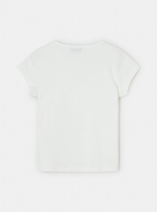 WHITE EMBROIDERED LOGO T-SHIRT