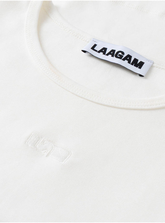 WHITE EMBROIDERED LOGO T-SHIRT